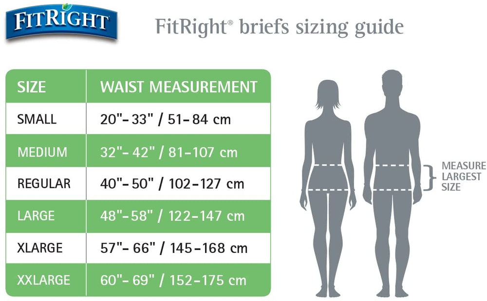 
                  
                    FitRight Ultra Adult Diapers, Disposable Incontinence Briefs with Tabs, Heavy Absorbency, Large, 48"-58", 4 packs of 20 (80 total)
                  
                